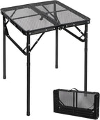 RedSwing Portable Grill Table for Outside, Aluminum Square Folding Grill Stand Table for Outdoor Camping Picnic BBQ, Lightweight Adjustable Height, 24"x24", Black