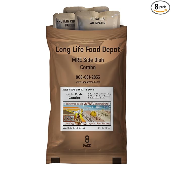 MRE Side Dish Combo (8-Pack) – Long Shelf Life – 2024+ Production Dates by Long Life Food Depot – Meals Ready to Eat