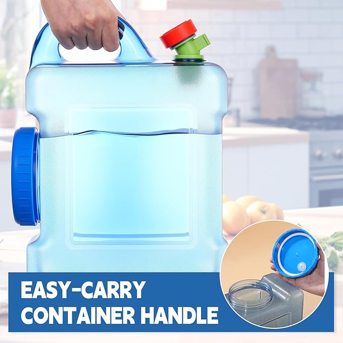 2 Pack 1.1 Gallon Water Container with Spigot Portable Water Tank for Camping No Leakage Watering Dispenser Jug with Tap for Road Trips Outdoor Hiking Emergency Storage Vehicle Picnic Home