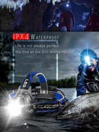 Rechargeable LED Headlamp, USB Input and Output, Super Bright, 3Pcs Battery, 15 Hours Runtime, Perfect for Camping, Fishing, Running, Biking