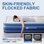 Queen Air Mattress with Built in Pump,18" Raised Blow up Mattress,3 Mins Quick Self-Inflation/Deflation, Inflatable Bed for Camping/Home/Guests/Travel (Navy)