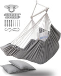 ADVOKAIR Hanging Hammock Chair Large Swing Chair with Foot Rest and Hardware,Max 500lbs,Steel Spread Bar with Anti Slips, 2 Cushions and Side Pocket,Indoor/Outdoor Use…