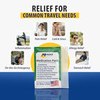 MFASCO - 7 in 1 - Travel Size Medicine Kit - TSA Approved | 28 First Aid Emergency OTC Medicine Packets for Cruise & International Travel | Compact Med Refill for Traveling & Office Assembled in USA