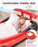 Inflatable Toddler Travel Bed with Safety Bumpers & 2 Mins Auto Inflation Pump, Portable Toddler Kids Air Mattress with Carry Bag for Home Grandma's Sleepovers Travel Camping, 330lbs Support