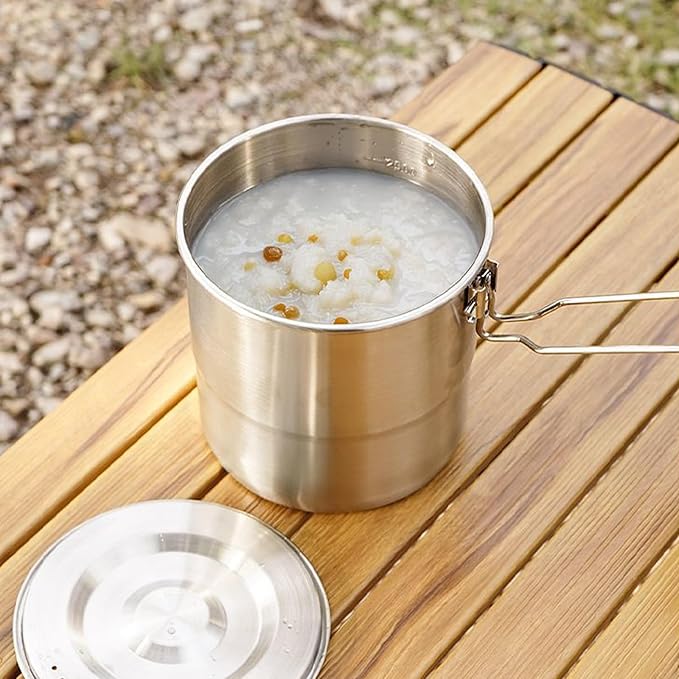 3. Portable Outdoor Cooking Set with Detachable Handle Rust-Resistant Camping Pots for Backpacking Campfires & Travel Outdoor Cooking Tableware for Hiking