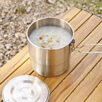 3. Portable Outdoor Cooking Set with Detachable Handle Rust-Resistant Camping Pots for Backpacking Campfires & Travel Outdoor Cooking Tableware for Hiking