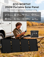 ECO-WORTHY 200W Portable Solar Panel for Power Stations,IP65 Waterproof & Lightweight with Adjustable Kickstand,23% High Efficiency Foldable Solar Panel for Outdoor RV Camping Off Grid Emergency