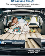 JOYTUTUS Model Y Air Mattress, Self-Inflating Camping Bed Compatible with Tesla Model Y, Upgraded Built-in Pump, Soft Bed Sheets, 2 Pillows,Camel