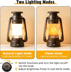 2 Modes Solar Lanterns Outdoor Waterproof, Rechargeable LED Flame Solar Lanterns Decorative Outdoor, Vintage Lantern Hanging Solar Lights for Yard, Porch, Camping, Patio, Garden, Cabin, Gifts (2 Pack)