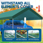 Quictent 10x20 ft Heavy Duty Carport Canopy Galvanized Car Tent Outdoor Garage Boat Shelter with Reinforced Structure, with Hanging Edge - Green