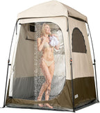 VEVOR Camping Shower Tent, 1 Room, Foldable Privacy Tent Changing Room with Ground Stakes, Ropes, Carry Bag, and Crossbar, 210D Oxford Fabric with Silver Coating, for Camping, Beach, and Fishing