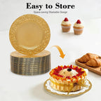 100 Pcs Gold Charger Plates Bulk, 13 Inch Round Charger Plate Set, Plastic Embossed Dinner Chargers Floral Plates for Wedding, Christmas, Party, Event, Decoration (Gold)