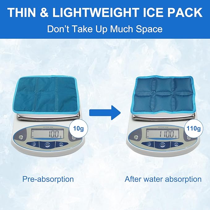 Ice Packs for Lunch Box, 4PCS Reusable Small & Thin Cold Packs, Flexible Soft Gel Freezer Packs for Lunch Bags & Coolers, BPA-Free Leakproof Ice Pack Set for Food