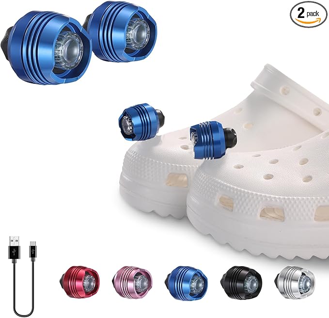 RAHAN Shoe Lights for Shoes,2 PCS Shoe Headlights,Light Up Charm Accessories for Kids Adults Shoe, Hands-Free Night Light, Camping Lights，IP65 Waterproof Light, Blue