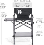 EVER ADVANCED 30.7" Seat Height Directors Chair for Makeup Artist with Side Table Easy Get in Out for Elderly Tall Camping Chair Supports 350lbs Black