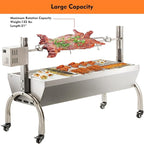50W Rotisserie Grill Roaster 51 Inch BBQ Outdoor Small Pig Lamb Rotisserie Roaster 132LBS/60KG Stainless Steel Charcoal Spit Rotisserie Roaster Grill Great for Camping Outdoor Barbecue