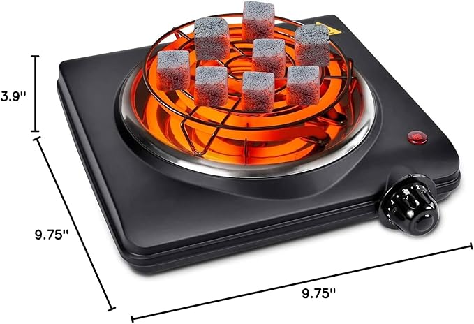 Electric Charcoal Burner Stove Portable Hot Plate Grill Coal Burners Heating Plate 700W Charcoals Starter Heater with Smart Heat Control & Stainless Steel Fast Heating for Cooking Top Countertop