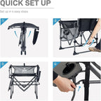 EVER ADVANCED Camping Directors' Chair with Side Table, Portable Folding with Compact Size, Breathable & Quick Dry Design Heavy Duty Lawn Chair with Pocket, 400lbs, Textilene Mesh, Black
