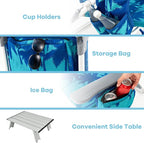 Goplus Beach Chair, Folding Backpack Beach Chairs for Adults with 5 Positions, Head Pillow, Cooler Bag, Towel Bar, Cup Holders, Sunbath Sling Tanning Lounge, Foldable Layout Camping Chairs
