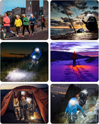 Headlamps Rechargeable with Red Light 2 Pack, Wide Beam Running LED Head Lamp for Adults, Headlights for Head with Motion Sensor, Hard Hat Light for Running, Camping, Hiking, Hunting, Fishing