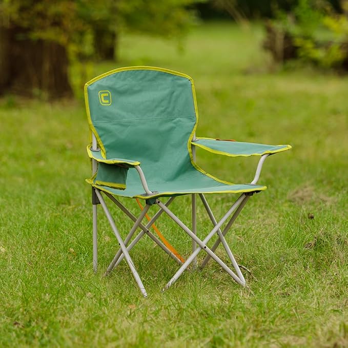 CORE Youth Quad Chair | Folding Chair with Cupholder for Indoor Home or Outdoor Camping | Perfect for Concert Seat, Sports, Beach, Travel & Picnic (Green)