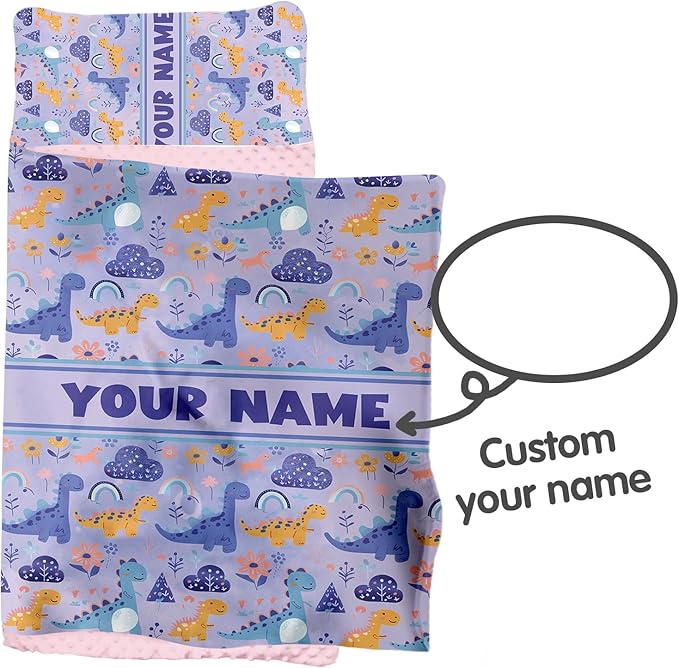 Personalized Toddler Nap Mat for Preschool, Custom Name Kids Sleeping Bag for Daycare, Kindergarten Roll Up Sleeping Mat with Removable Pillow and Soft Blanket, Fun Themes for Boys & Girls