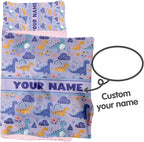 Personalized Toddler Nap Mat for Preschool, Custom Name Kids Sleeping Bag for Daycare, Kindergarten Roll Up Sleeping Mat with Removable Pillow and Soft Blanket, Fun Themes for Boys & Girls