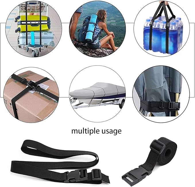 Nylon Strap with Buckle, Quick Release Short Adjustable Straps with Buckles, Securing Tie Down Straps for Backpacking, Compression Golf Bag, Camping Outdoor Activities 4Pcs 1" x 142" (12ft)