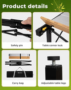 KingCamp Folding Camping Table, Aluminum Roll-Up Camp Table, Large Foldable Table for 4-6 Person, Outdoor Portable Tables with Carry Bag, 176 LBS Heavy Duty Load (Bamboo：40.16“x27.5”，4-6 People)