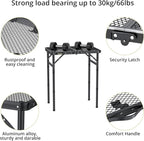 Anbte Folding Grill Table, Aluminum Camping Table Adjustable Height Max 27.5" Picnic Table Outdoor Table, Lightweight, Portable Handle for Travel Cooking BBQ Picnic, 22.8" x 16", Black