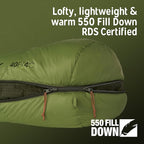 Kelty Supernova Down Sleeping Bag, Compact + Lightweight, Roomy Shape for All Body Types and Sleep Positions, Recycled Shell Fabrics