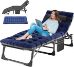 LILYPELLE Folding Outside Chaise Lounge Chair with Mattress, 5 Position Adjustable Patio Folding Lounge Chair Reclining Chairs Perfect for Sunbathing, Camping, Pool, Beach, Patio