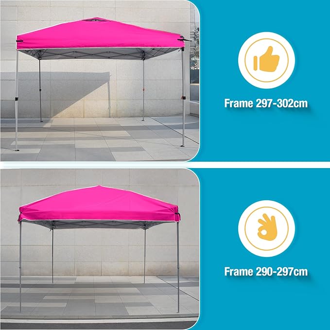 10x10 Canopy Replacement Top Cover with Air Vents for ez up Pop up Canopy Gazebo Tent with Adjustable Straps, Waterproof & Anti-UV for Outdoor Shade (Frame Not Included) (Pink)