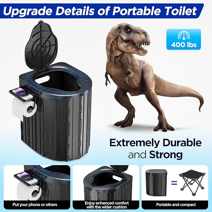 PANKAY Portable Toilet with Pop up Privacy Tent, X Large Camping Toilet Portable Potty for Adults, Outdoor Shower Tent Changing Room, Instant Pop Up, Washable Foldable Camp Toilet Kit with Carry Bag