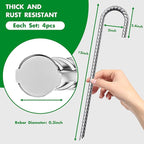 Eurmax USA Trampolines Stakes Heavy Duty Ground Stakes Canopy Parts Wind Stake with Rope 12 Inch Heavy Duty Stake Safety Ground Anchor Galvanized Steel J Shaped, Pack of 4(Silver)