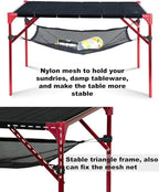 iClimb Extendable Folding Table Large Tabletop Area Ultralight Compact with Hollow Out Tabletop for Camping Backpacking Beach Concert BBQ Party, Three Size (Black - XL + Hanger)