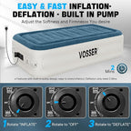 Twin Air Mattress with Built-in Pump,Fast & Easy Inflation/Deflation Inflatable Mattress, Foldable Blow Up Mattress with Storage Bag, Inflatable Bed for Home, Camping & Guests