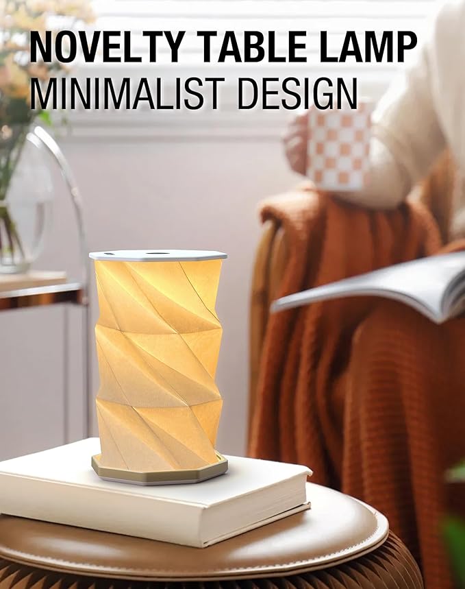 Mothers Day Gifts -Gift for Mom, Portable Folding Table Lamp - Dimmable, Collapsible Paper Lantern for Camping, Emergency & Home Decor, Gifts for Women (White)