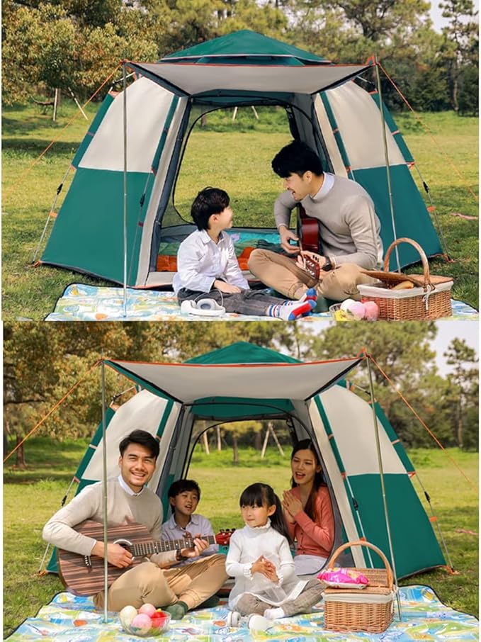 Family Tent Pop Up Tent for 5-8 Man Camping Quick Setup Tent,Hexagon Tent Portable Waterproof Tent 110x94 x57 with Carry Bag for Family Camping & Hiking