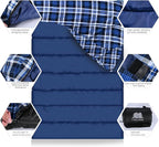 Double Sleeping Bag Cotton Flannel for Camping, Backpacking Or Hiking. Queen Size 2 Person Waterproof Sleeping Bag for Adults Or Teens. Lightweight with Compression Sack