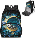 Panda Butterfly Moon Hiking Picnic Cooler Backpack for Teens Men Women lementary Students Knapsack Primary Middle High School Bookbag Outdoor Laptop Bag All In One Backpack Meal Bag