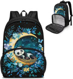 Panda Butterfly Moon Hiking Picnic Cooler Backpack for Teens Men Women lementary Students Knapsack Primary Middle High School Bookbag Outdoor Laptop Bag All In One Backpack Meal Bag
