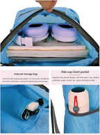 16L Foldable Backpack & Bucket Hat 2 In 1 Combo, Lightweight packable Travel Set, Compact Daypack with Sun Hat (Blue)