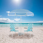VINGLI Patio Lawn Webbed Folding Chairs Set of 4, Outdoor Beach Chair Portable Dining Chair for Outdoor Yard, Garden (White & Blue, Classic)