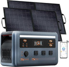 OSCAL 1800W Solar Generator with 2x100W Solar Panel PowerMax 1800SE, 1024Wh LiFePO4 Battery Generator with 3 AC Outlets (3600W Surge), 800W AC Charging, APP Control Power Station for Home Backup