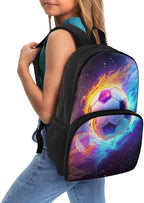 Orange & Blue Fire Soccer Insulated Cooler Lunch Bag Backpack Fashion Laptop Backpack Computer Bag Meal Prep Backpack for Picnic College Travel Kids School Bookbag