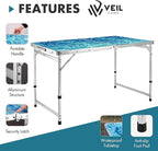 VILLEY Folding Camping Table 4FT, Large Portable Aluminum Table with Adjustable Height, Foldable Lightweight Picnic Table with Carry Handle for Camping, BBQ, Outdoor & Indoor Activities