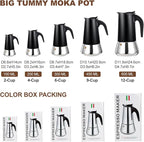 12 Cup Stovetop Espresso Maker Stainless Steel Moka Pot Stove Top Percolator Italian Coffee Makers Capable Mocha Greca Machine Cafe Classic Induction Cookers for Home and Camping 600ml 20oz