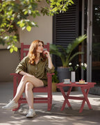 SERWALL Folding Outdoor Side Table Set of 2, Portable Adirondack Side Table, Red