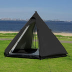 Large Space Pyramid Tipi Tent Ultralight Family Camping Tent Windproof Outdoor Teepee Tent for Adults 4 Person Double Layer Tents, Black